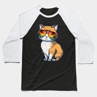 Cool Feline in Shades: Whiskered Purrfection for Cat Miaw Lovers Baseball T-Shirt